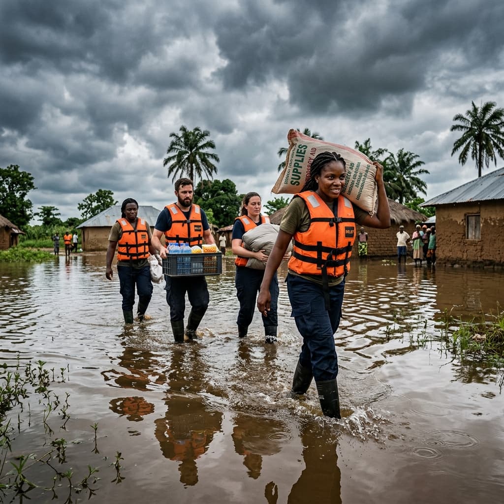 Aid distribution during flood relief program