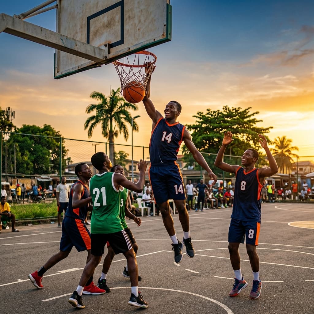 Young boys and girls listening to a basketball coach